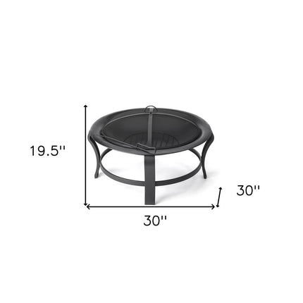 Black Steel Round Wood Burning Fire Pit HomeRoots
