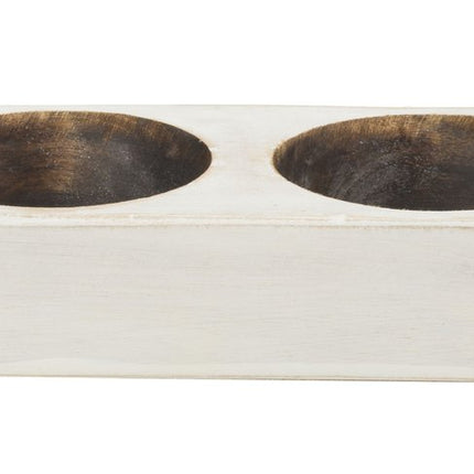 6" White Solid Wood Tabletop Candle Holder HomeRoots
