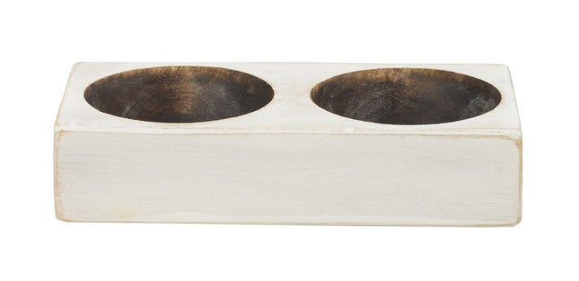 6" White Solid Wood Tabletop Candle Holder HomeRoots