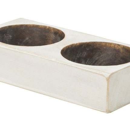 6" White Solid Wood Tabletop Candle Holder HomeRoots