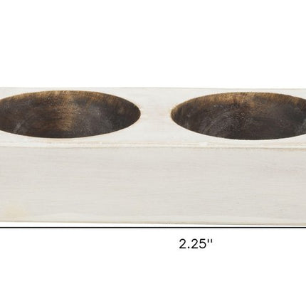6" White Solid Wood Tabletop Candle Holder HomeRoots