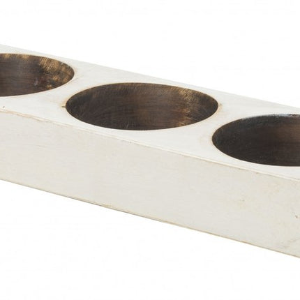 6" White Solid Wood Tabletop Candle Holder HomeRoots