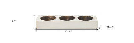 6" White Solid Wood Tabletop Candle Holder HomeRoots