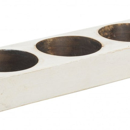 6" White Solid Wood Tabletop Candle Holder HomeRoots