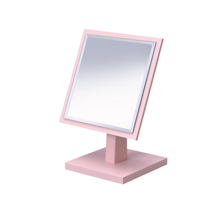 9" Pink Wood Square Freestanding Framed Makeup Shaving Tabletop Mirror HomeRoots