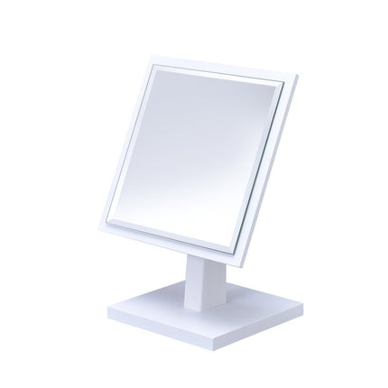 9" White Wood Square Freestanding Framed Makeup Shaving Tabletop Mirror HomeRoots