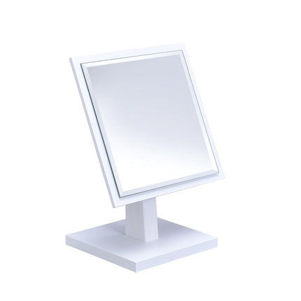 9" White Wood Square Freestanding Framed Makeup Shaving Tabletop Mirror HomeRoots