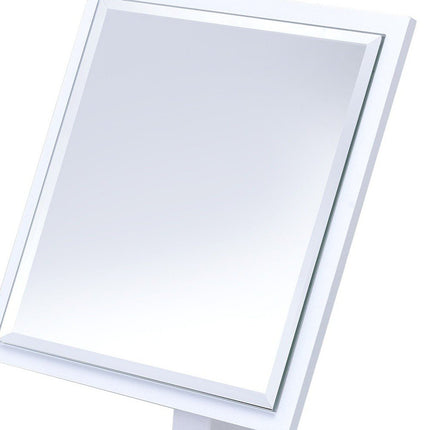 9" White Wood Square Freestanding Framed Makeup Shaving Tabletop Mirror HomeRoots