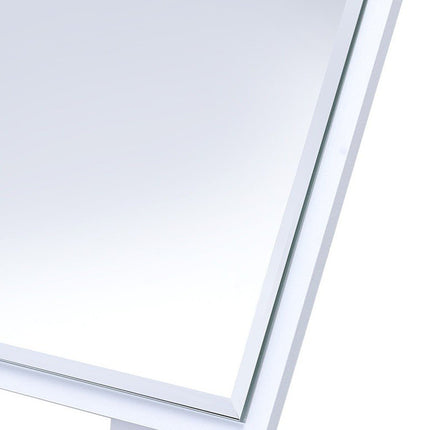 9" White Wood Square Freestanding Framed Makeup Shaving Tabletop Mirror HomeRoots