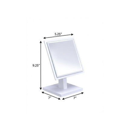 9" White Wood Square Freestanding Framed Makeup Shaving Tabletop Mirror HomeRoots