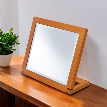 8" Brown Wood Framed Freestanding Makeup Shaving Tabletop Mirror HomeRoots