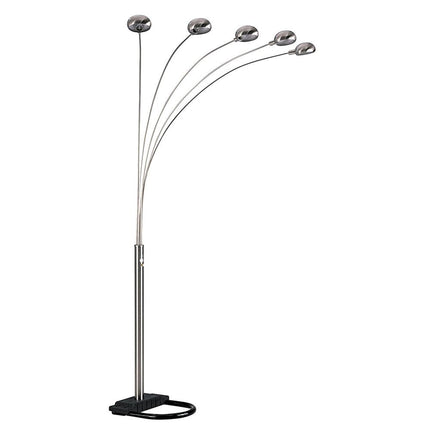 84" Gold Five Light Arc Floor Lamp With Brass Metal Dome Shade HomeRoots