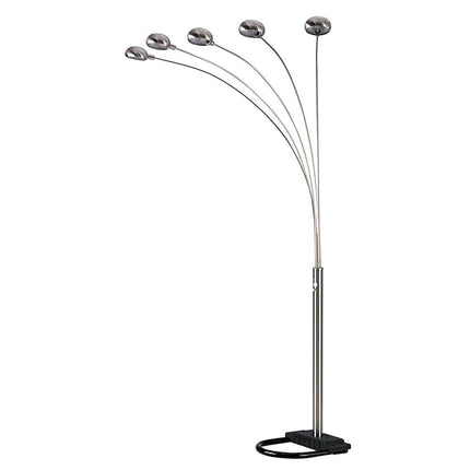 84" Gold Five Light Arc Floor Lamp With Brass Metal Dome Shade HomeRoots