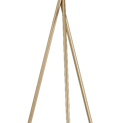 65" Gold And White Tripod Floor Lamp With White Fabric Drum Shade HomeRoots