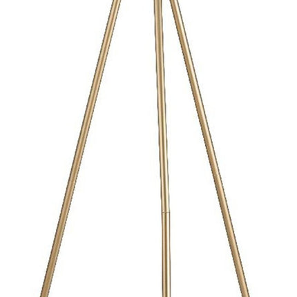 65" Gold And White Tripod Floor Lamp With White Fabric Drum Shade HomeRoots