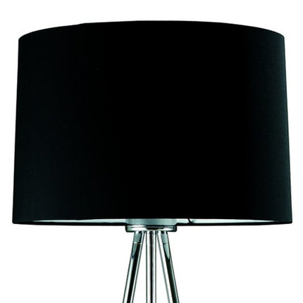 59" Silver Tripod Floor Lamp With Black Fabric Drum Shade HomeRoots