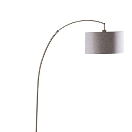 86" Beige And Antique Gold Arched Floor Lamp With Gray Drum Shade HomeRoots