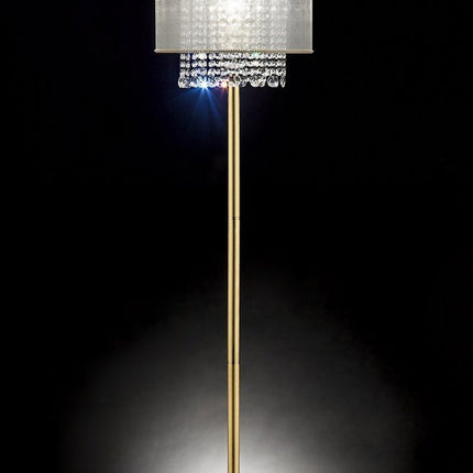65" Gold And White Novelty Floor Lamp With White Fabric Drum Shade HomeRoots