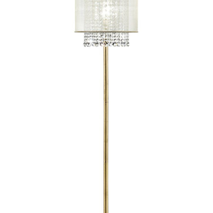 65" Gold And White Novelty Floor Lamp With White Fabric Drum Shade HomeRoots