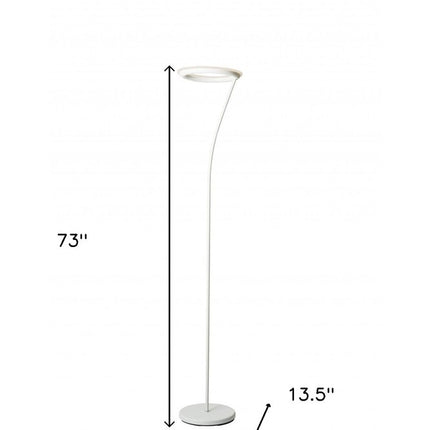 73" White LED Torchiere Floor Lamp With White HomeRoots