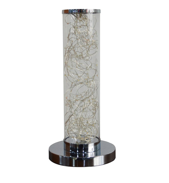 13" Silver Metal Column LED Table Lamp HomeRoots