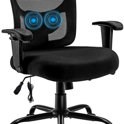 Black Fabric Mesh and Steel Adjustable Swivel Rolling Executive Office Chair HomeRoots