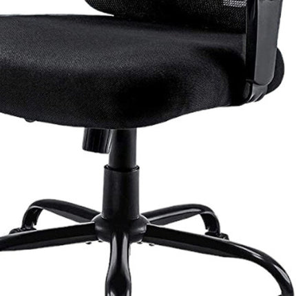 Black Fabric Mesh and Steel Adjustable Swivel Rolling Executive Office Chair HomeRoots