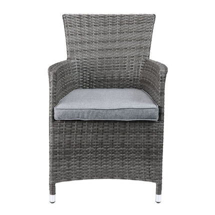 ACME 45000 Tashelle 3 Piece Patio Bistro Set, Gray Fabric & Gray Wicker