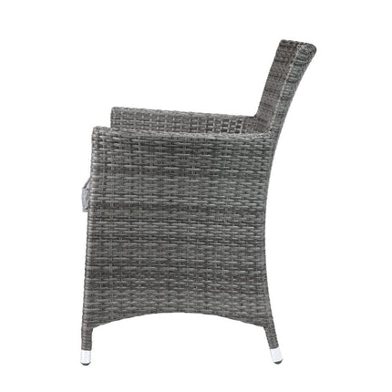 ACME 45000 Tashelle 3 Piece Patio Bistro Set, Gray Fabric & Gray Wicker