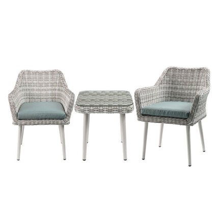 ACME 45005 Tashay 3 Piece Patio Bistro Set, Green Fabric & Beige Wicker