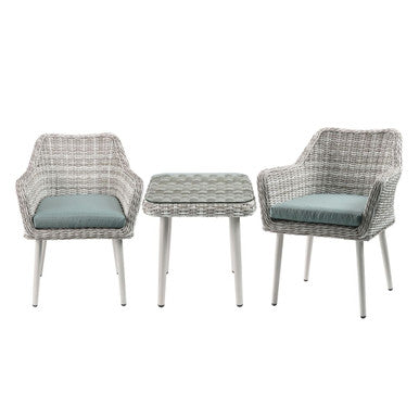 ACME 45005 Tashay 3 Piece Patio Bistro Set, Green Fabric & Beige Wicker ACME Furniture