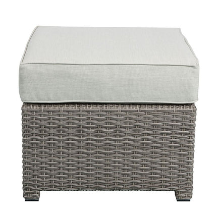 ACME 45015 Salena Patio Sofa & Ottoman with 2 Pillows, Beige Fabric & Gray Wicker