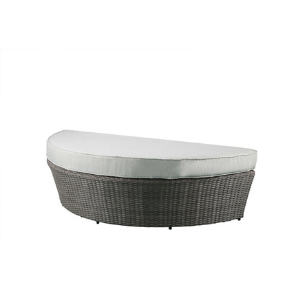 ACME 45025 Salena Patio Canopy Sofa & Ottoman, Beige Fabric & Gray Wicker
