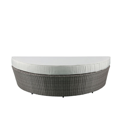 ACME 45025 Salena Patio Canopy Sofa & Ottoman, Beige Fabric & Gray Wicker