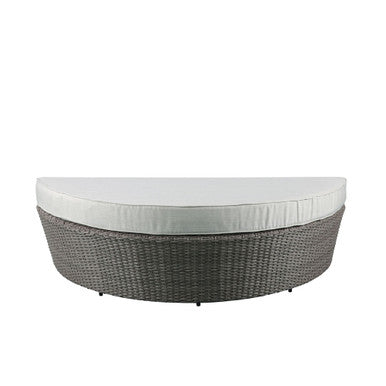 ACME 45025 Salena Patio Canopy Sofa & Ottoman, Beige Fabric & Gray Wicker ACME Furniture