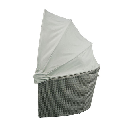 ACME 45025 Salena Patio Canopy Sofa & Ottoman, Beige Fabric & Gray Wicker