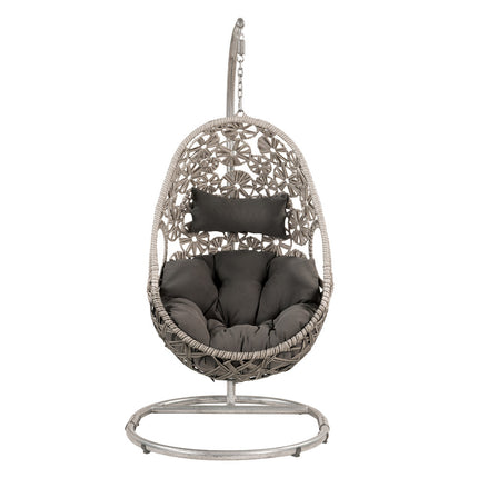 ACME 45107 Sigar Patio Hanging Chair with Stand, Light Gray Fabric & Wicker