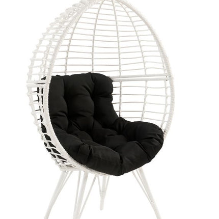 ACME 45109 Galzed Patio Lounge Chair, Black Fabric & White Wicker