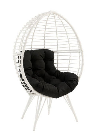 ACME 45109 Galzed Patio Lounge Chair, Black Fabric & White Wicker ACME Furniture