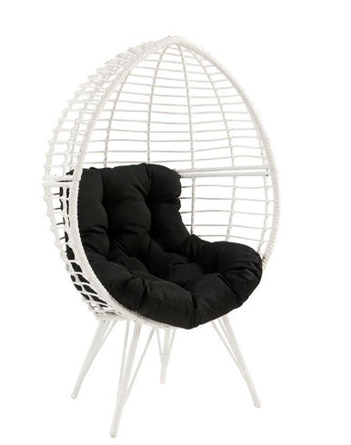 ACME 45109 Galzed Patio Lounge Chair, Black Fabric & White Wicker ACME Furniture