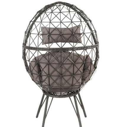 ACME 45111 Aeven Patio Lounge Chair, Light Gray Fabric & Black Wicker