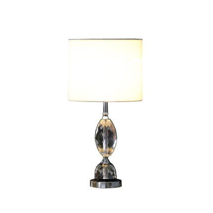 24" Silver Crystal Standard Table Lamp With White Shade HomeRoots