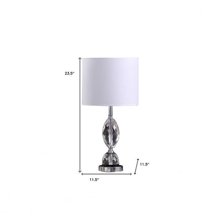 24" Silver Crystal Standard Table Lamp With White Shade HomeRoots