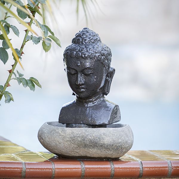 Garden Age Supply Table Top Buddha Head Fountain - 46163