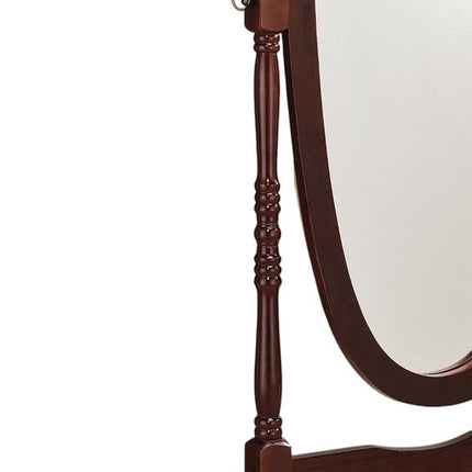 59" Brown Cherry Oval Framed Cheval Standing Mirror HomeRoots