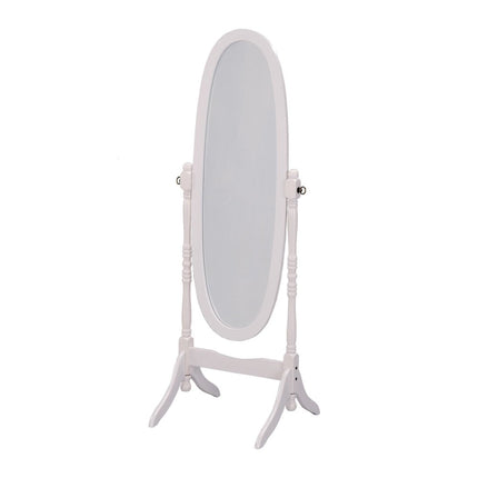 59" Natural Wood Oval Freestanding Tilting Framed Cheval Mirror