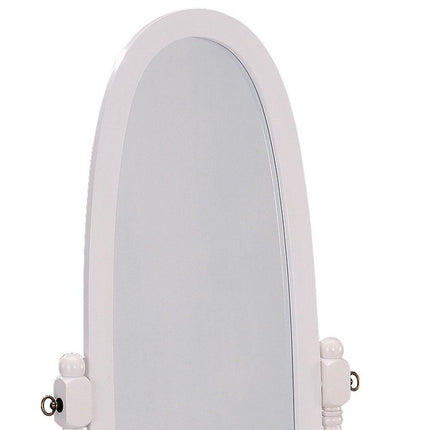 59" Natural Wood Oval Freestanding Tilting Framed Cheval Mirror