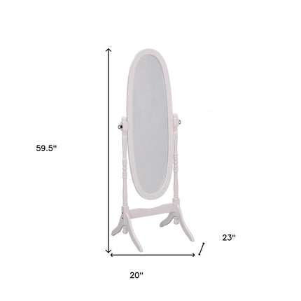 59" Natural Wood Oval Freestanding Tilting Framed Cheval Mirror HomeRoots