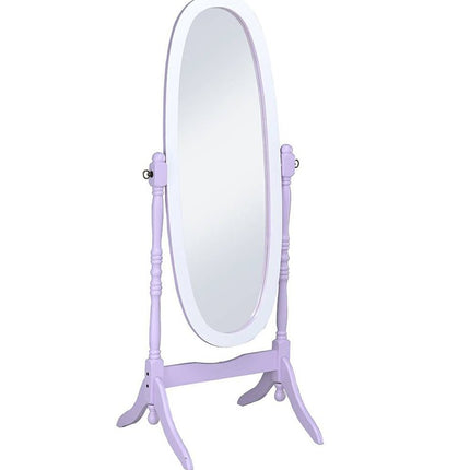 59" Purple And White Wood Freestanding Oval Framed Cheval Mirror HomeRoots