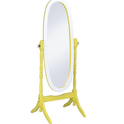 59" Purple And White Wood Freestanding Oval Framed Cheval Mirror HomeRoots